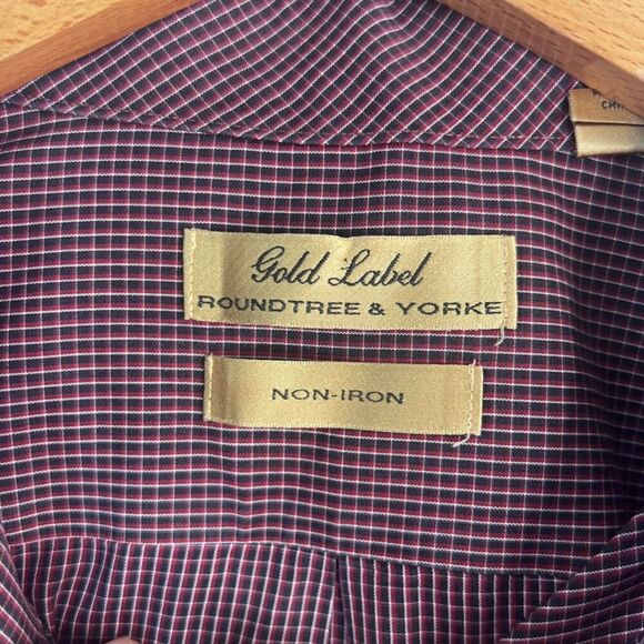 Roundtree & Yorke Gold Label Non Iron Subtle Plaid Cotton Button Front Size XL - Picture 10 of 10
